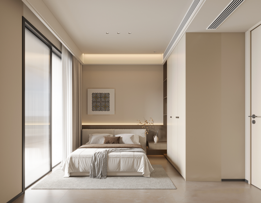 現代簡約三居室臥室1裝修效果圖