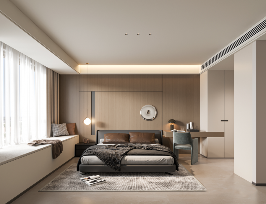 現代簡約三居室臥室裝修效果圖