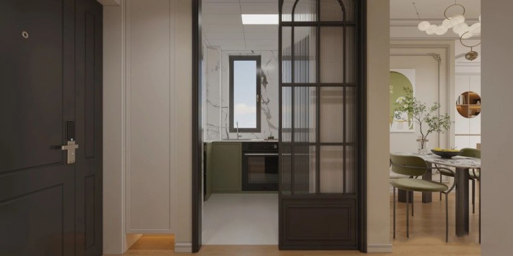 法式復古三居室廚房裝修效果圖