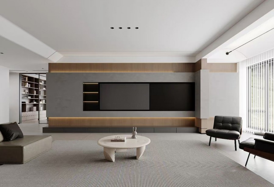 現代簡約大平層客廳1裝修效果圖