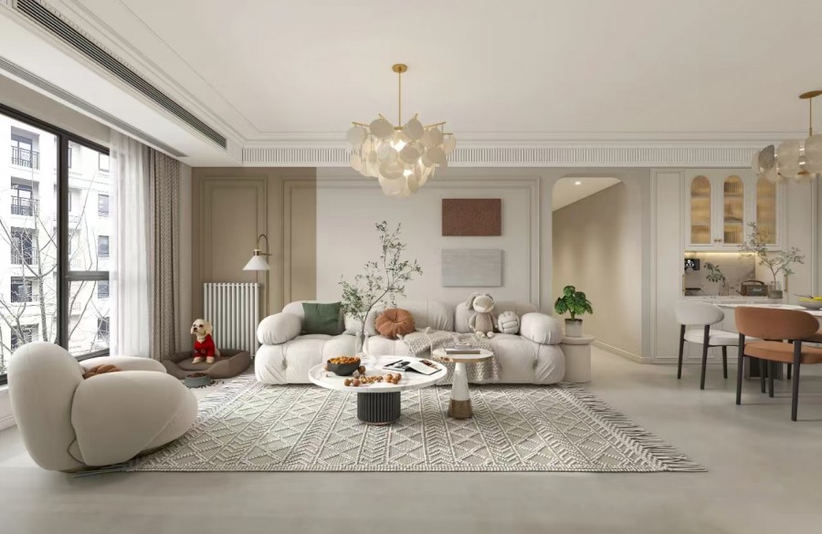 現代法式三居室裝修效果圖