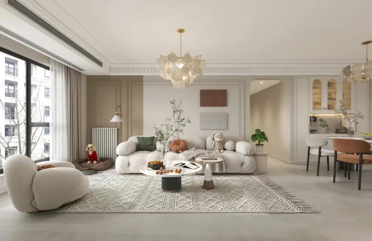 現代法式三居室裝修效果圖