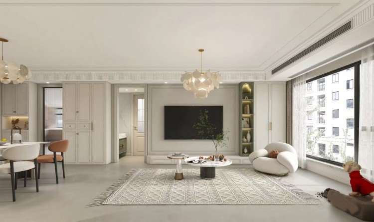 現代法式三居室客廳1裝修效果圖