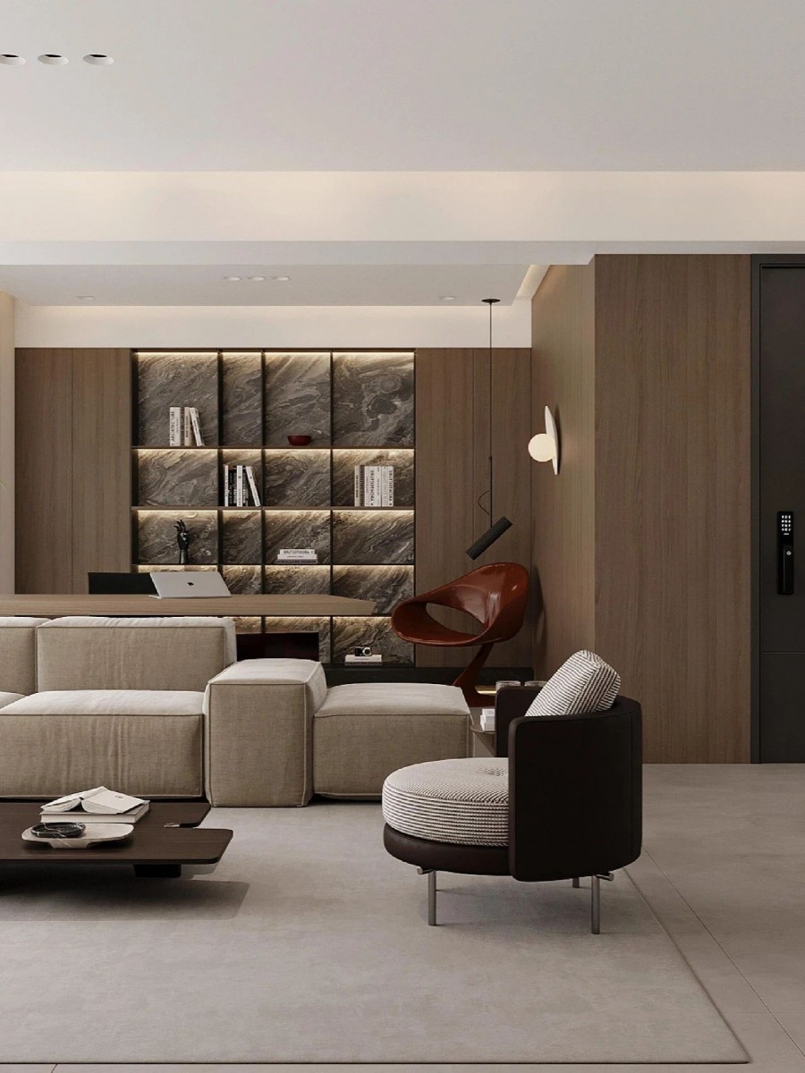 現代簡約大平層客廳2裝修效果圖