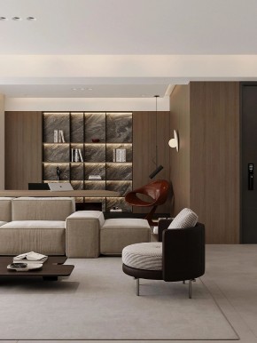 現代簡約大平層客廳2裝修效果圖