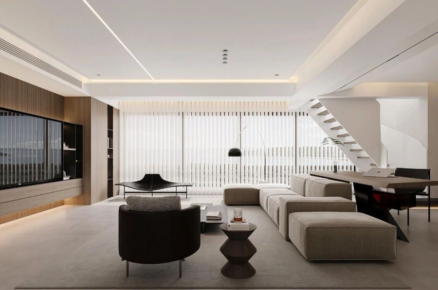 現代簡約大平層客廳1裝修效果圖_副本