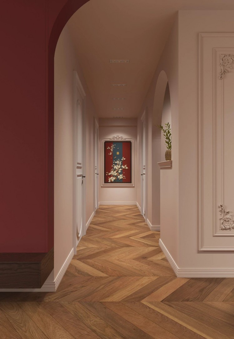 法式復古大平層玄關過道裝修效果圖