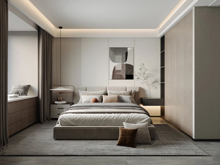 現代簡約三居室臥室裝修效果圖