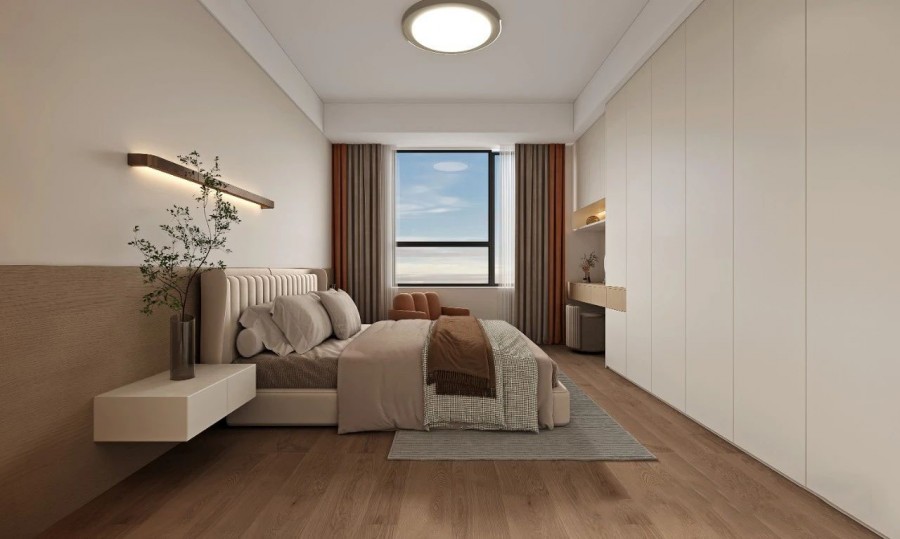 現代簡約三居室臥室1裝修效果圖