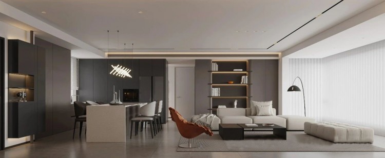 現(xiàn)代簡(jiǎn)約大平層三居室裝修效果圖