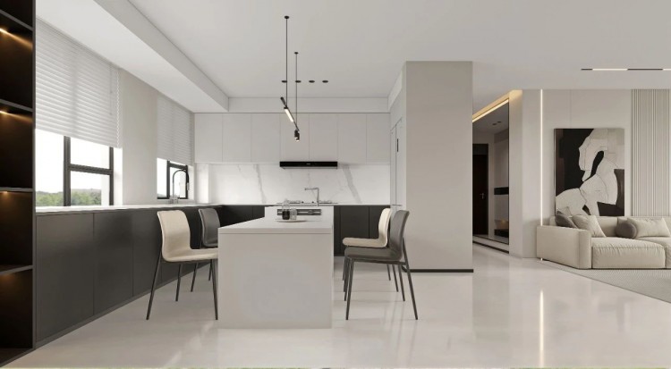 現代極簡三居室餐廳1裝修效果圖