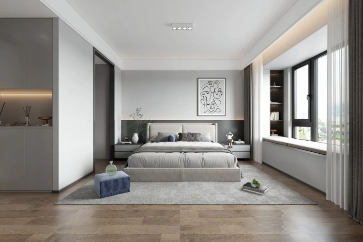 現代簡約三居室臥室裝修效果圖
