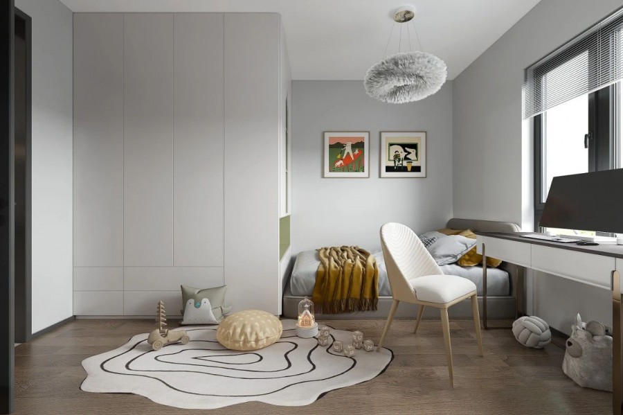 現代簡約三居室書房裝修效果圖