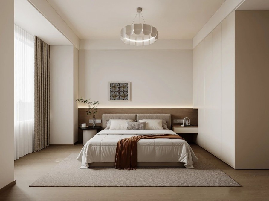 現代簡約三居室臥室1裝修效果圖