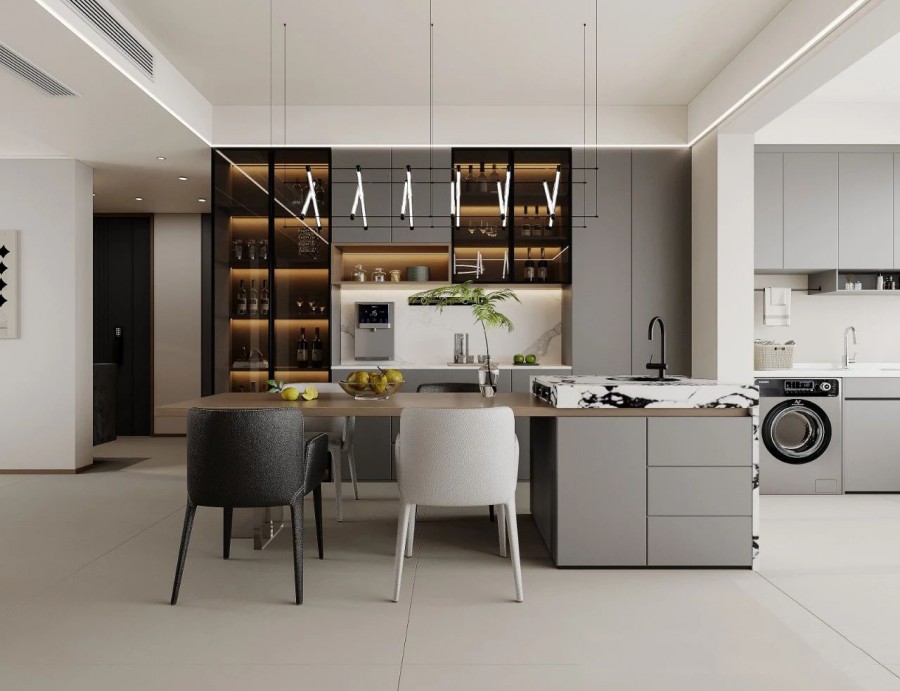 現代簡約三居室餐廳裝修效果圖