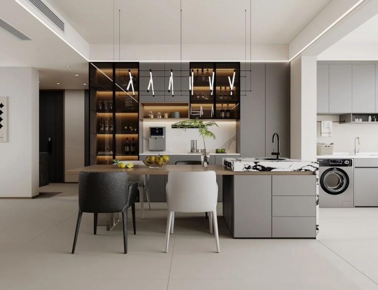 現代簡約三居室餐廳裝修效果圖