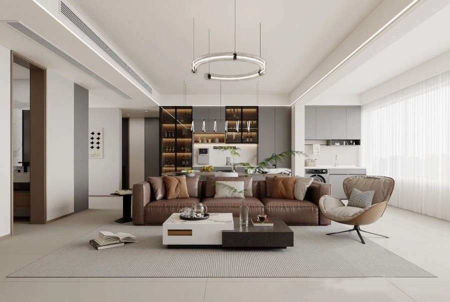 現代簡約三居室客廳1裝修效果圖