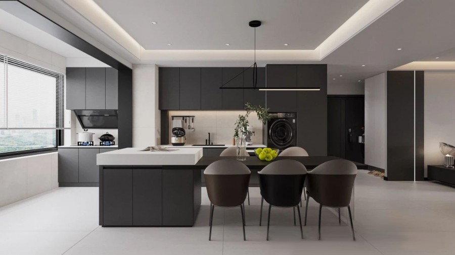 現代簡約三居室餐廳1裝修效果圖