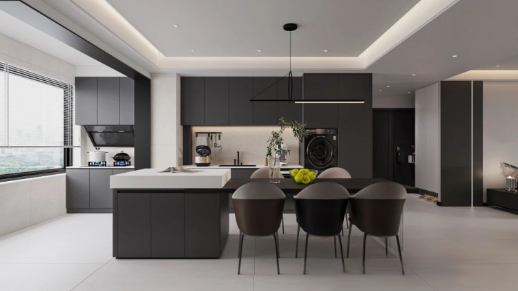 現代簡約三居室餐廳1裝修效果圖