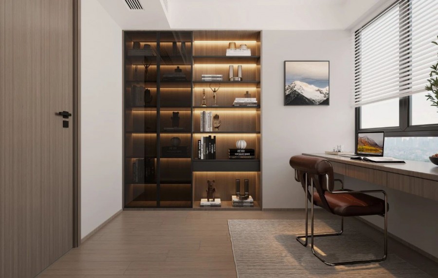 現(xiàn)代簡(jiǎn)約三居室書(shū)房裝修效果圖