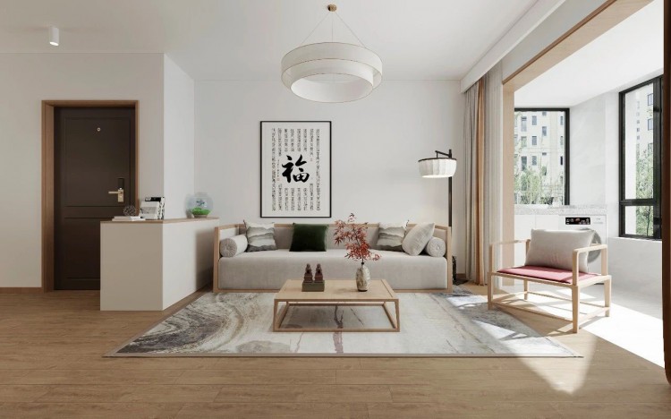 原木風三居室裝修效果圖