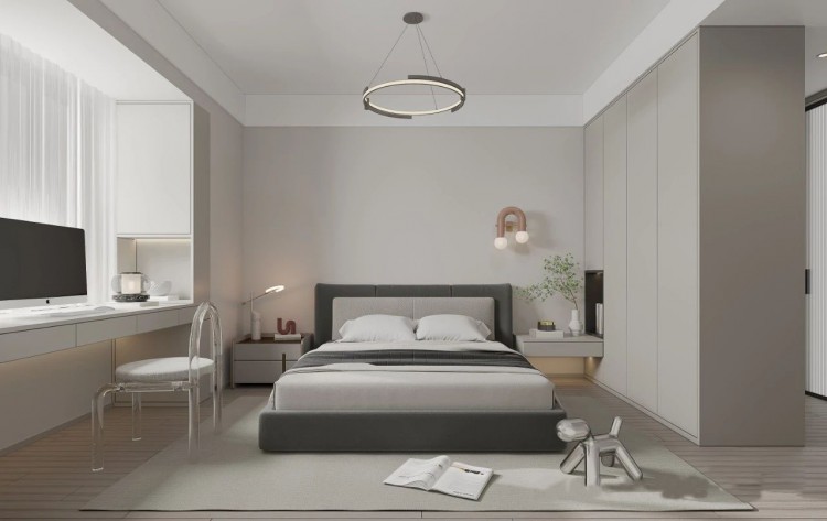 現代簡約三居室臥室2裝修效果圖