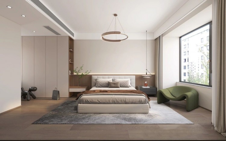 現代簡約三居室臥室裝修效果圖