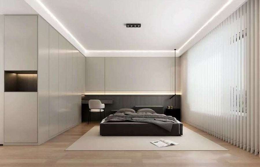 現代簡約三居室臥室裝修效果圖