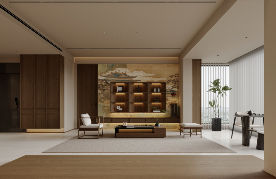 宋氏美學(xué)三居室客廳裝修效果圖1