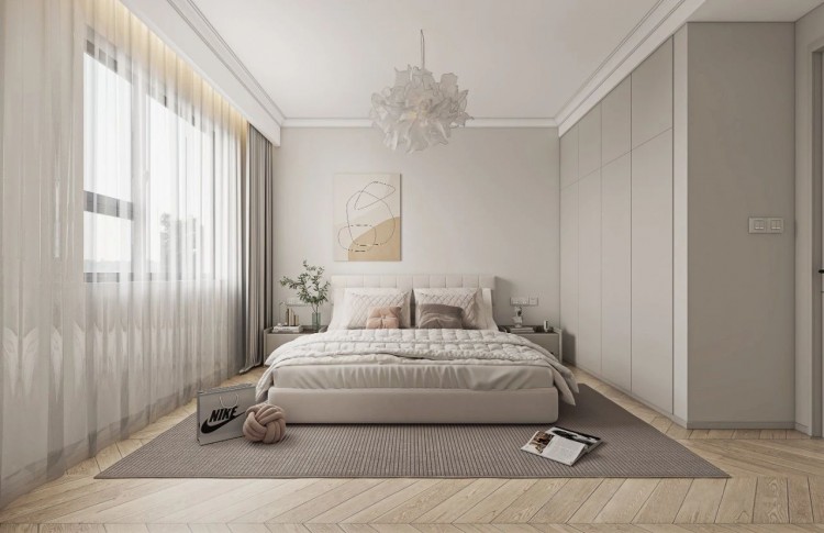 現代簡約三居室臥室裝修效果圖