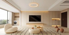 原木奶油風三居室客廳裝修效果圖