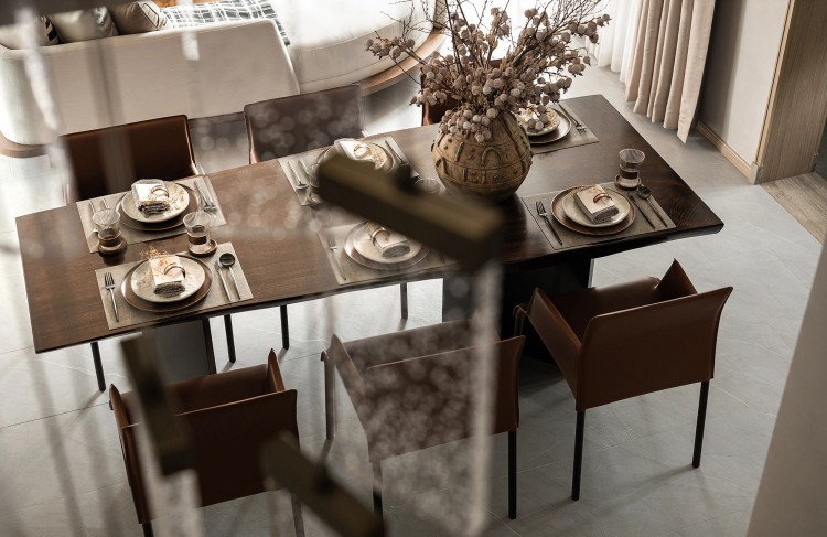 中式風(fēng)格三居室餐廳裝修效果圖1