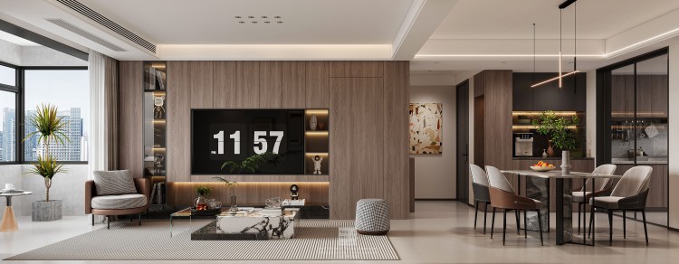 絡(luò)香路三號意式極簡三居室客廳裝修效果圖