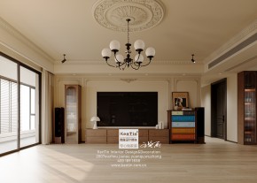 太澤之星復古風大平層客廳裝修效果圖