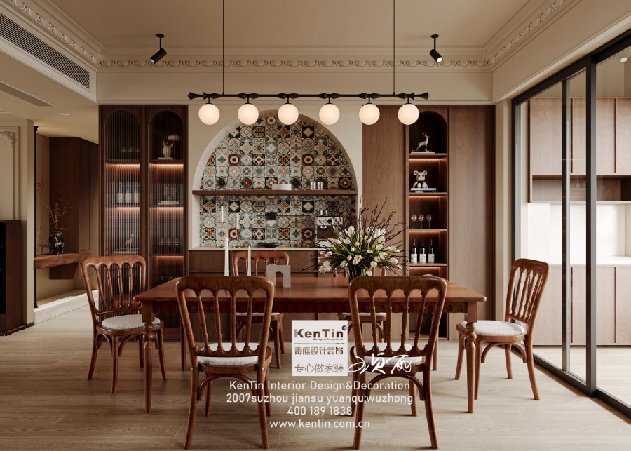 太澤之星復古風大平層餐廳裝修效果圖