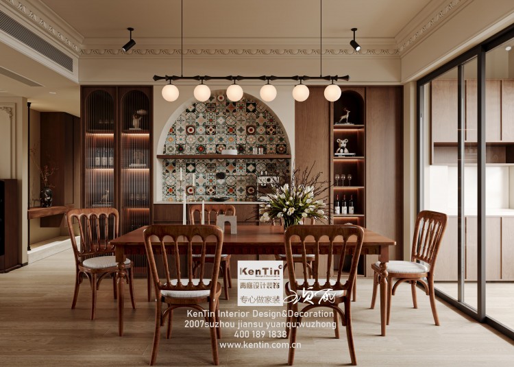 太澤之星復古風大平層餐廳裝修效果圖