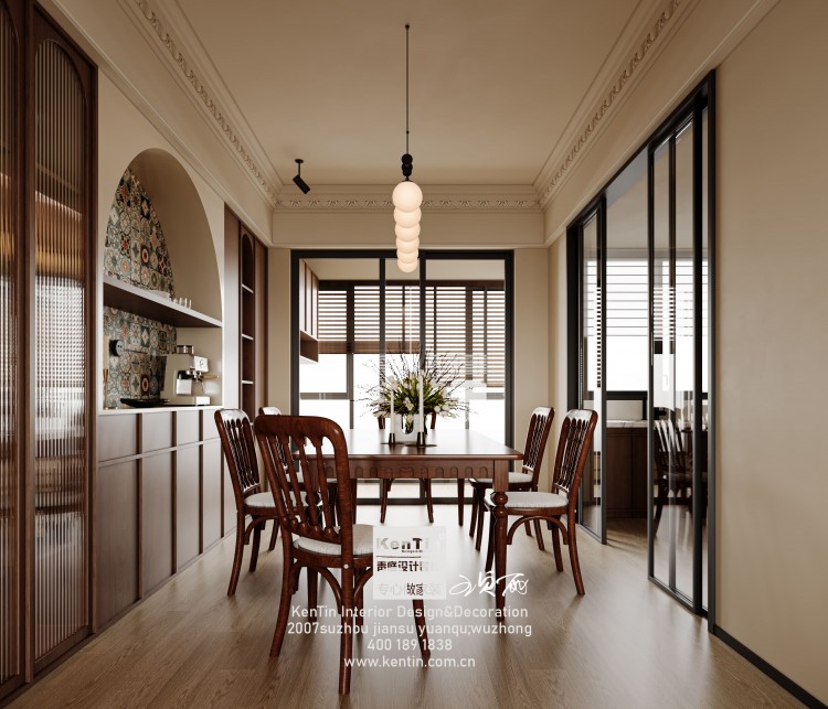 太澤之星復古風大平層餐廳裝修效果圖