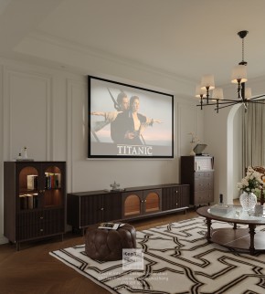 藍(lán)光天悅城美式復(fù)古三居室客廳裝修效果圖