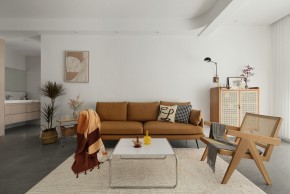 北歐原木風三居室裝修客廳效果圖