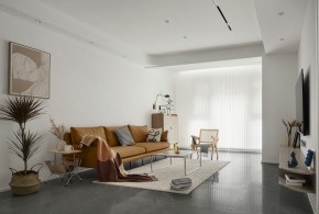 北歐原木風三居室裝修客廳效果圖