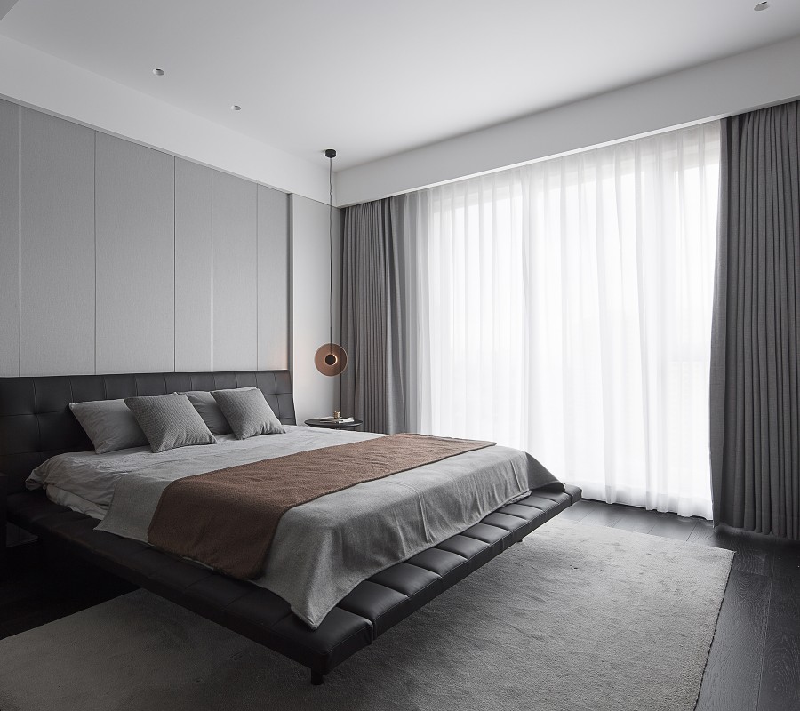 現代簡約大平層三居室裝修臥室效果圖