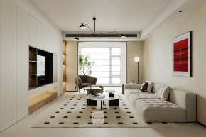 雍景灣現代簡約三居室客廳裝修效果圖