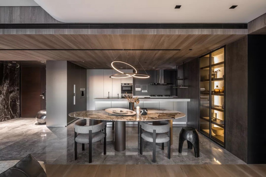 現代簡約大平層三居室餐廳裝修效果圖