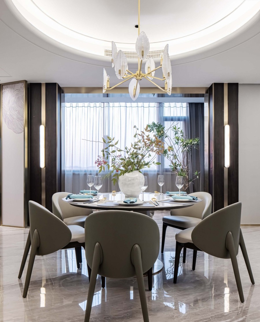 新中式別墅裝修餐廳效果圖