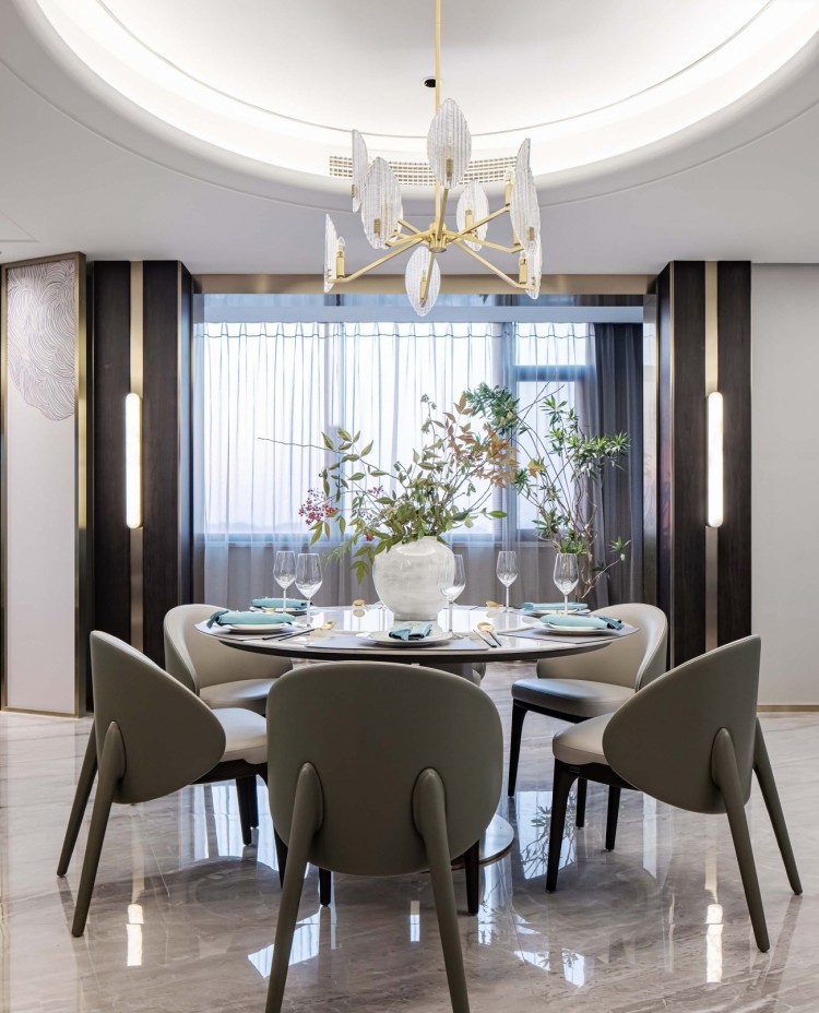 新中式別墅裝修餐廳效果圖