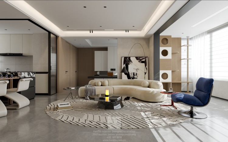 保利天匯現代簡約精裝改造客廳效果圖