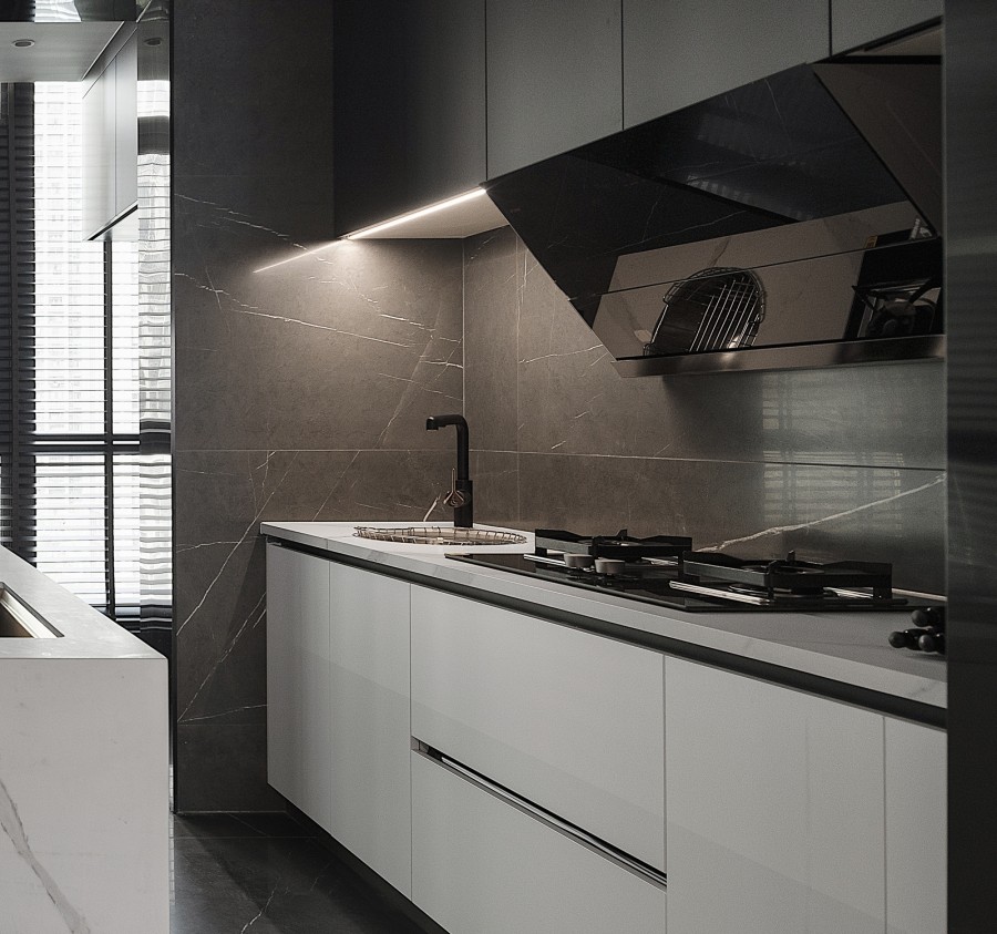 現代意式大平層廚房裝修效果圖