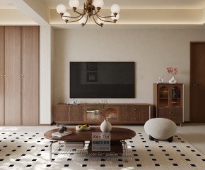 蘇州灣景苑中古風三居室客廳裝修效果圖