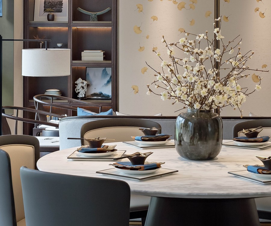 新中式別墅餐廳裝修效果圖