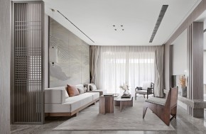 中式大平層客廳裝修效果圖